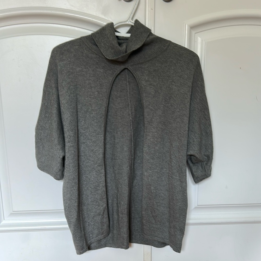 SPANNER Gray Cowl Neck Open Front / Open Back Sweater - Cotton, Cashmere, Angora